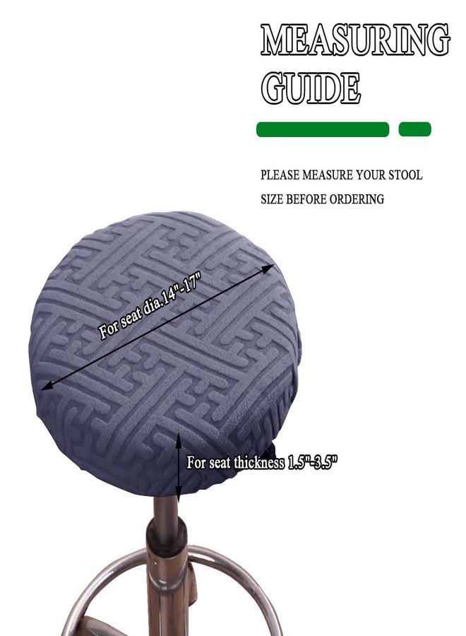 مجموعة أغطية مقاعد بار دائرية من لوسينويرت، 4 قطع، أغطية كراسي دائرية من قماش الجاكار المطاطي، مناسبة لكراسي البار مقاس 14-17 بوصة، مزودة بأربطة مطاطية، لون أزرق رمادي - Image 2